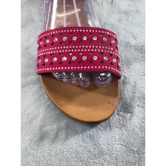 Andiamo Women's shoes 8M red strap sandels with rhinestones - Picture 3 of 16